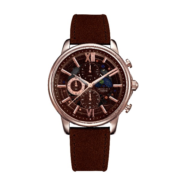 ARIES GOLD BELFAST MOON G 7013 RG-CF MEN'S LEATHER WATCH